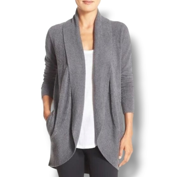 Barefoot Dreams Sweaters - Barefoot Dreams Womens Gray CozyChic Lite Circle Cardigan Sweater Size Medium
